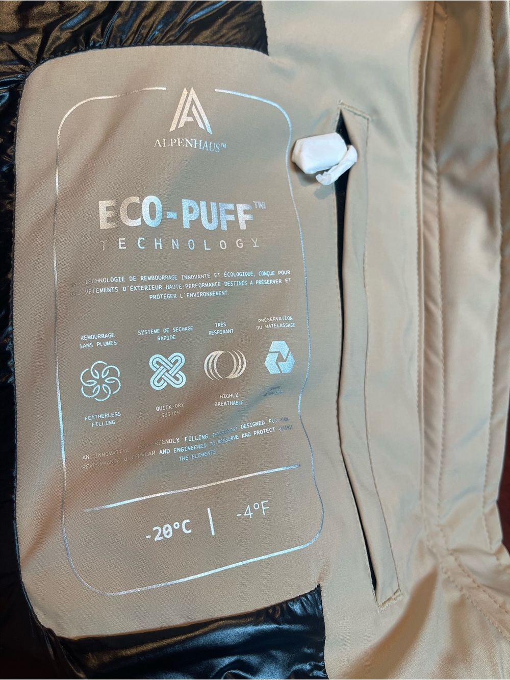 Alpenhaus CLUZE Mid-Length Puffer With Square Quilting Stone Sz L - Picture 11 of 16